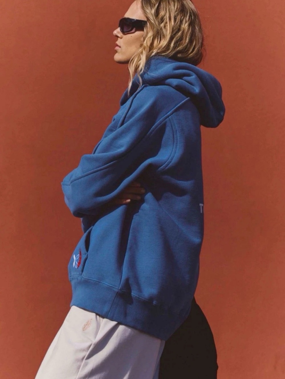 Free People Blue "Together Women Win" Hoodie Athletic Hooded Sweater NWT